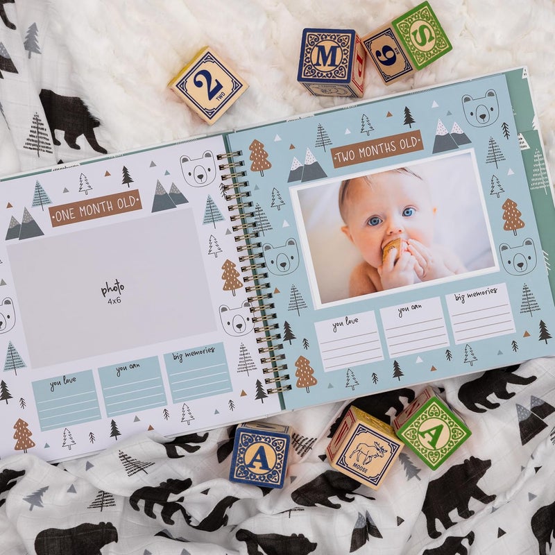 Pondering Pine Keepsake Baby Memory Book for Baby Boy or Girl – Timeless Woodland Baby Journal Scrapbook Photo Album for First 5 Years – Milestone Book to Record Every Event from Birth to Age 5 - Image 3